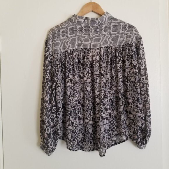 NWT Free People Dani Oversized Buttondown Shirt – Black Combo - Small - Picture 12 of 12